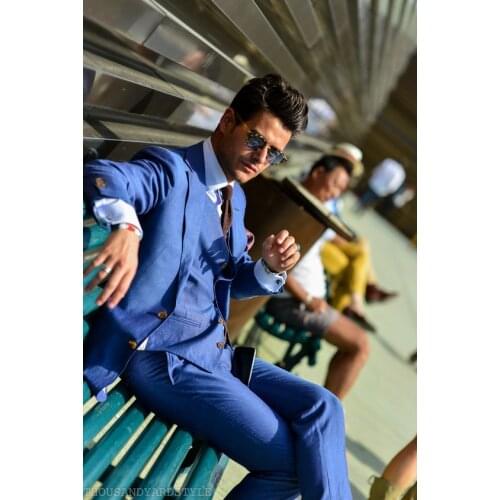 Latest Coat Pant Designs Light Blue Men Suit Slim Fit Skinny 3 Piece Tuxedo Custom Blazer Groom Prom Party Suits Terno Masculino