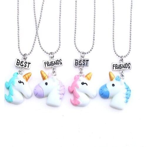 Cartoon Unicorn Best Friends Necklace Fashion Couple Friendship Forever Necklaces Pendant BFF Jewelry Collier For Men Women Gift