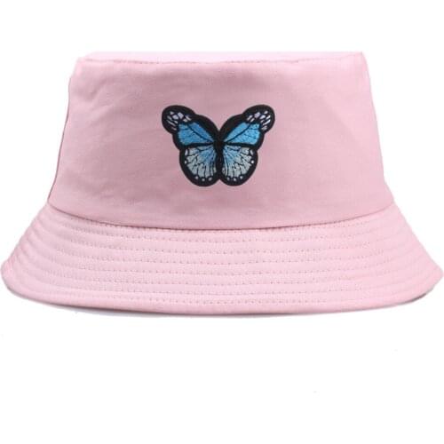 Butterfly Embroidery Bucket Hat Women Summer Fisherman Hat Bob Outdoor Sun Hats Cap Casual Student Basin Hat Men SA696