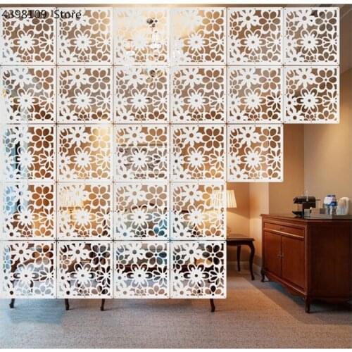 Room partition screen white PVC hanging screen multi-function living room porch folding hollow partition curtain home decoration