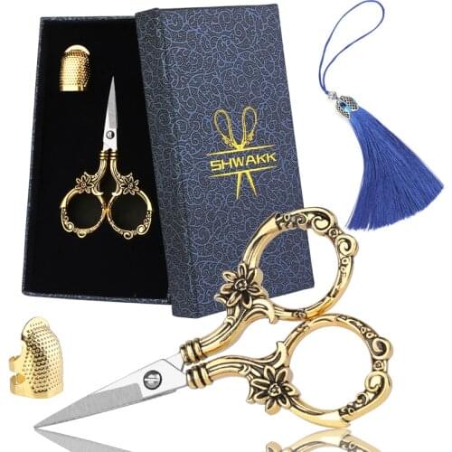 SHWAKK Retro Scissors Antique Vintage Scissors Embroidery Scissors Sewing Supplies Stainless Steel Scissors Tailor Scissors