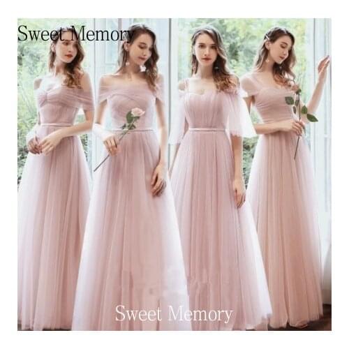 U2036 Spring Summer Long Dusty Green Bridesmaid Dresses Bride Guests Wedding Party Prom Graduation Robes Vestidos Sweet Memory