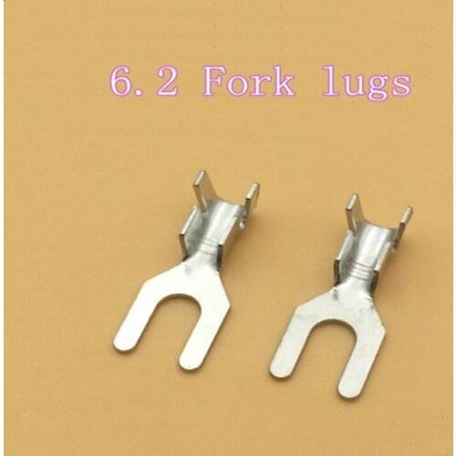 50pcs 6.2mm Fork Terminals Forks Cold Terminals Bare Terminals U Type Y-Shaped Lugs Grounding Chip