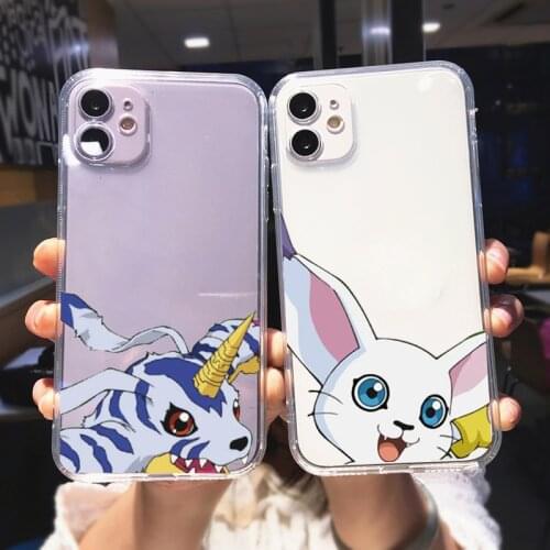 Japan Anime Digimon Transparent Phone Case For iPhone 11 12 Pro MAX XS XR X SE20 7 8 6Plus Cute Animal Soft Silicone Cover Shell
