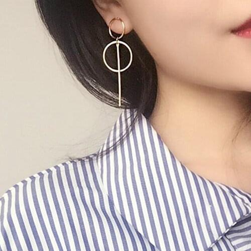 New Gold Metal Tassel Earrings For Women Long Circle Pendant Earings Fashion Jewelry Statement Geometric Simple Gift For Female