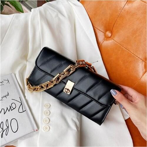 Women Shoulder Bags Armpit Bag Solid Color Lingge Gold Chains Purse Ladies Designer Handbag Leather Baguette Pouch Totes