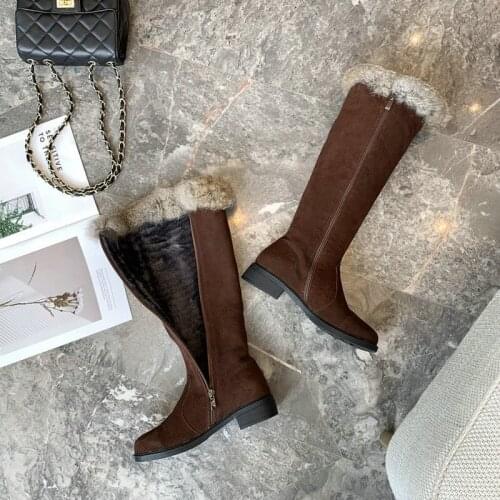 New winter style warm Mid-Calf boots Genuine leather snow boots Women boots waterproof True fur warm Women shoes