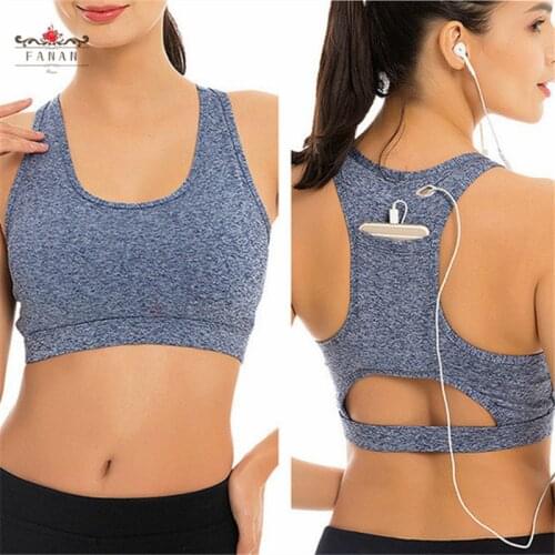 Women Seamless Sports Bra Fitness Yoga Crop Tops Nylon Breathable Gym Clothing Stretchy Pocket Quick Dry Ladies Bras Shockproof