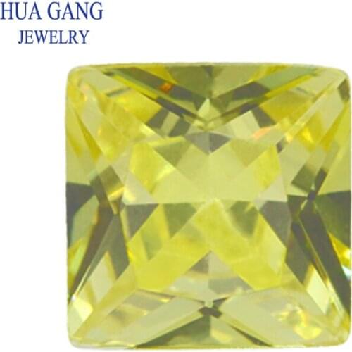 1.5x1.5~14x14mm AAAAA Square Shape Princess Cut Loose CZ Stone Beads Olive Synthetic Gems Cubic Zirconia For Jewelry