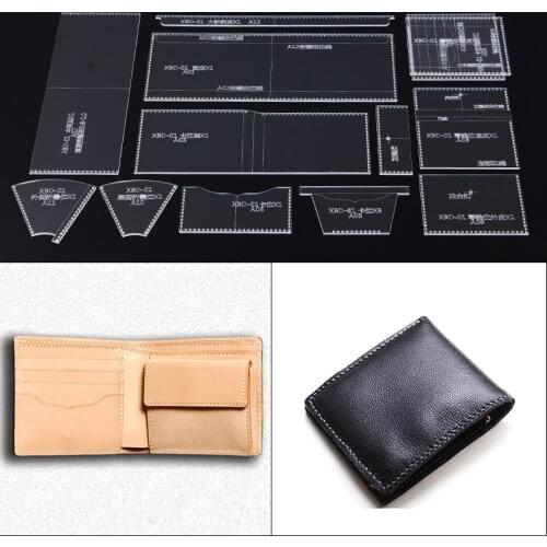 1Set Ladies short purse edition pattern DIY handmade leather template acrylic design durable template 10*11*2cm