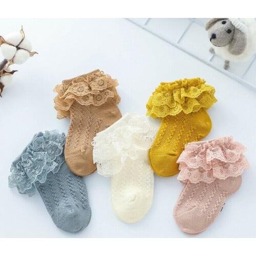 1 Pairs Kids Baby Girl Lace Frill Socks Infant Toddler Kids Soft Cotton Socks Cute Children Girl Breathable Ruffles Socks 0-5Y
