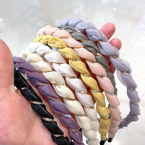 1PC Fashion Metal Entwined Girl Headbands Cute Twist Headwear Thin Side Braided Mesh Hairband Korean Style Sweet Hair Accessorie