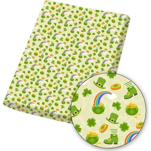 St. Patricks Day Polyester Cotton Fabric Printed Cloth Sheets DIY Masks Supplies Handmade Clothes Home Textile 45*145cm 1pc