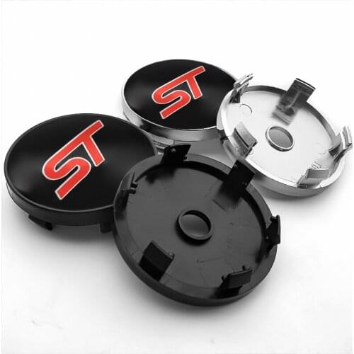 4PCS 56+60mm Car Wheel Center Hub Caps Sticker ST Emblem Decal Wheel Dust-Proof Covers For FORD FIESTA FOCUS MONDEO Car Styling