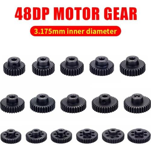48DP 3.175mm 26t 27t 28t 29t 30T 32t 33T 34T 35T 36T 38T 40T Black steel metal Pinion Motor Gear For 1/10 Rc Model Car Motor