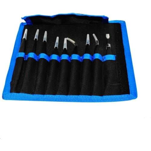 9pcs/set Stainless Steel Makeup Tools Eyelash Extension Tweezers Eyebrow Folder Anti-static Precision Bag Sets