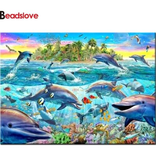 Puzzle diamant 5d horse diamond painting,full,square,round,3d diamond embroidery underwater dolphin,mosaic diamond diy handwork