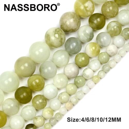 Natural Stone Russian Flower Jades Beads for Jewelry Making Loose Spacer Bead DIY Bracelet Necklaces 4 6 8 10 12mm Diy Material