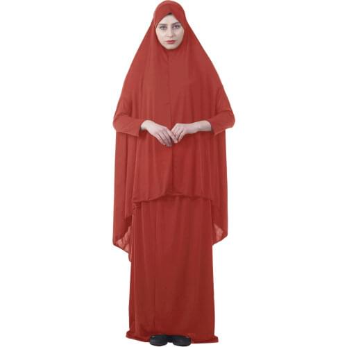 Ramadan Long Robe Women Khimar Jilbab Abaya Dubai Two Piece Head Scarf Hijab Dress Prayer Kafan Dresses Muslim Islamic Clothing
