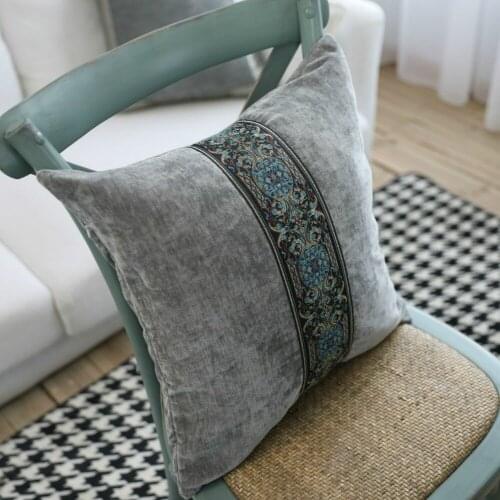 Embroidery Double-faced Fleece Pillow Case Hotel Backing Block Cushion Case Office Chair Lumbar pillow Cover Without Filler