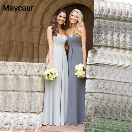 Elegant Long Bridesmaid Dresses 2021 Customize Chiffon Sweetheart Corset A Line Wedding Party Dress Women Prom Formal Gown