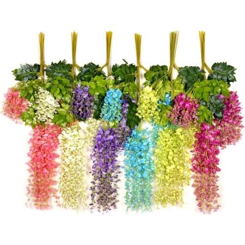 Wisteria Wedding Decor Artificial Decorative Flowers Garlands for Festive Party Wedding Home Supplies multi-colors 110cm