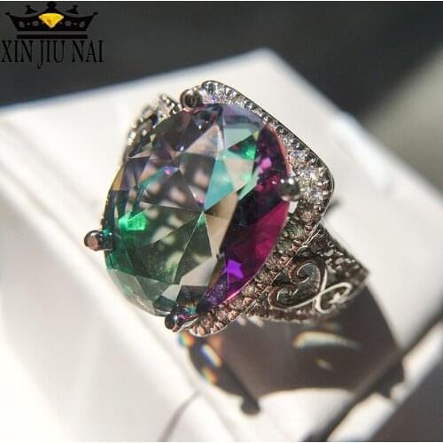 Classic Colourful High-end Zircon Rings For Women Jewelry Fashion Creative High-end Copper Engagement Ring Anelli Donna
