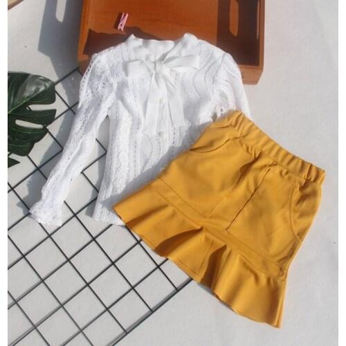 2019 Autumn girls clothing set girl lace blouse+skirt two-piece sets girls clothes children clothing kids teens clothes 2-15Y