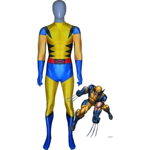 Wolverine Costume Spandex Printed X-men Superhero Cosplay Zentai Suit Halloween Party Bodysuit Custom Made