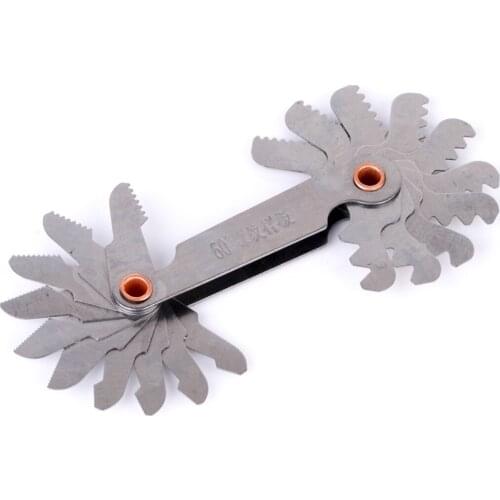 1Pcs 60 Degree Screw Thread Pitch Gauge Dual Head Cutting Blades Gage Mayitr For Measuring Tool