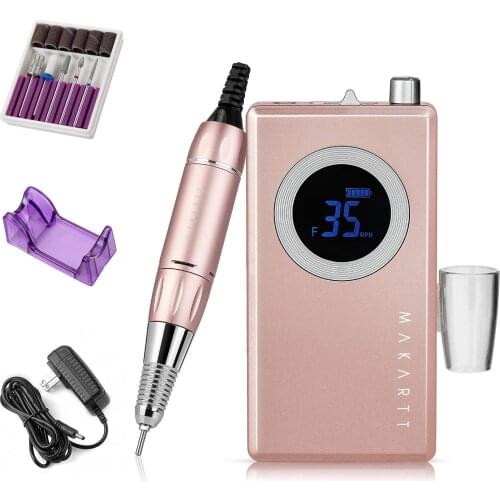 Makartt Rechargeable Nail Drill Machine Pink Stephanee 35000RMP Professional Nail Drill Kit Electric Nail File Manicure Drill