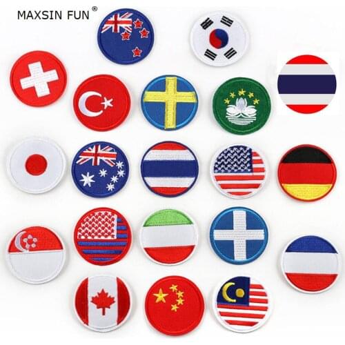 MAXSIN FUN 1PC quality Embroidered world national round flag Patches Iron On Clothes Armband Backpack badge Sticker DIY Applique