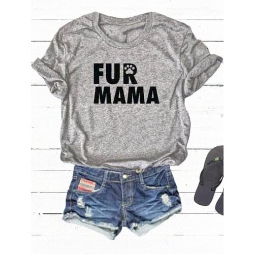 FUR MAMA T-shirt summer 90s women fashion tees mothers day gift tops graphic cotton tees grunge street part art tshirt-K973