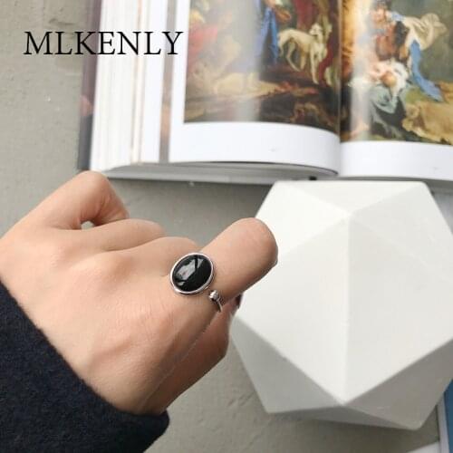 Trendy style creative personality punk style black onix bead open thin ring for women punk party