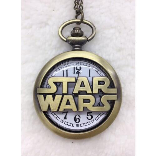 Fashion Bronze STAR WARS Sci-fi Science fiction movies Quartz Pocket Watch Analog Pendant Necklace Mens Womens Watches Gift P25