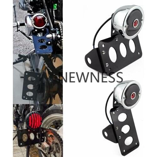 Motorcycle Stop Lamp Taillight W/License Plate Bracket Side Mount Tail Light Holder For Harley Cafe Racer Bobber Chopper