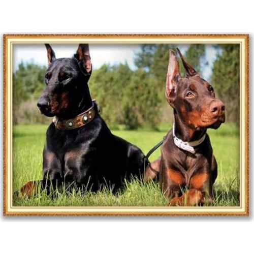 Animal Dog Doberman DIY Cross Stitch 11CT Embroidery Kits Needlework Craft Set Printed Canvas Cotton Thread Home Decoration New