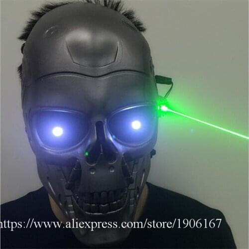 New Led Luminous Green Laserman Halloween Ghosts Mask Illuminate Stage Performance Headwear Green Laser Party Masquerade Masks