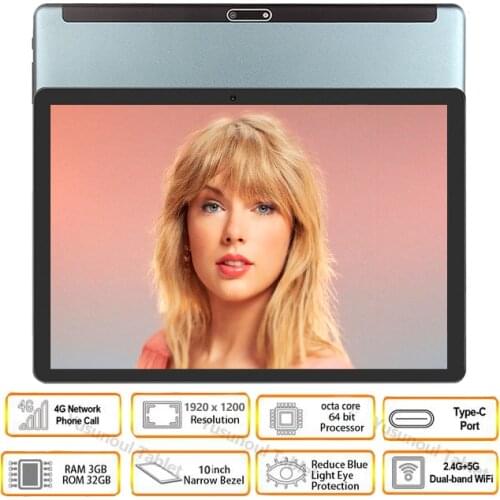 New Real Octa Core Ram3GB Rom64GB Tablet PC 8.0MP 5000mAh 1920*1200 IPS Tempered Glass 2.5D Android 9.0 Tablets 10.1 +Gifts