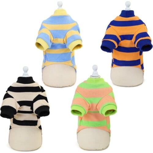 Autumn and winter stripe clothes pet Teddy cat Bichon Pomeranian small dog Schnauzer dog clothes knitted sweater