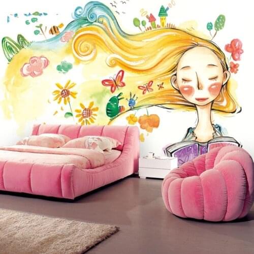 Custom 3D photo wallpaper cartoon fairy girl wallpaper children room wallpaper kindergarten wallpaper mural papel de parede