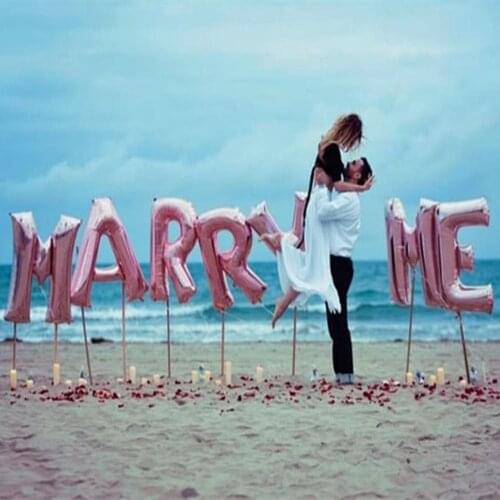 Hot Valentines Day Propose Will You Marry Me Aluminum Foil Balloon Diamond Ring Balloon Wedding Pull Flag Decoration Supplies