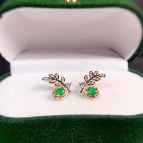 Simple and delicate, precious gemstone Natural emerald earrings, Colombian emeralds, professional natural gem shop, 925 silver