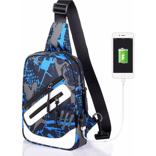 FIRECLUB 10 Inch Men Crossbody Shoulder Backpack USB Charging Women Boys Sports Sling Bag Travel Fashion Student School Bag