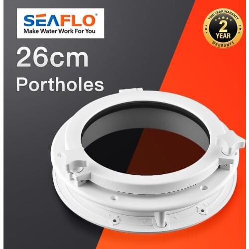 SEAFLO Round Portholes Plastic Hatches Port Lights Opening Window Black White 10 inch 26cm Marine Boat RV SFPP2-02 SFPP2-01