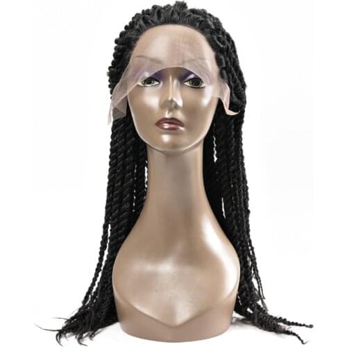 Senegales Twist Braids Synthetic Lace Front Wig Box Braids Wigs For Black Women Long Black High Temperature Fiber Hair