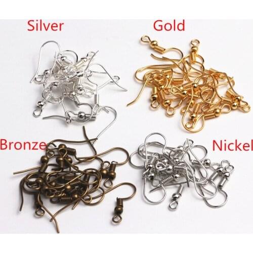 18MM 500PCS Nickel/Silver/Gold/Bronze Plated Starter Crafts Kits Earring Hooks Ear Wire for Jewelry Making Crafting Assorted