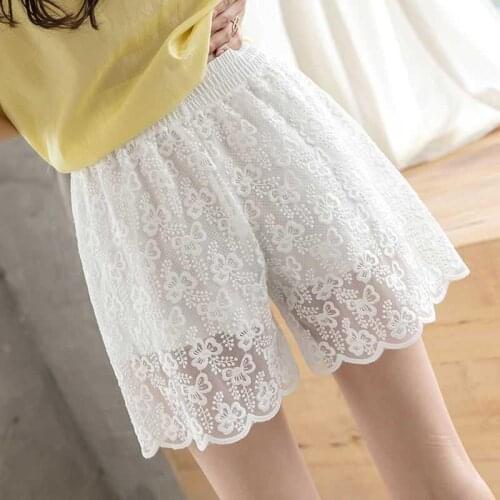 Lolita Safety Short Pants Women Summer Lace Bloomers Loose Elastic Waist Thin Cool Casual Solid Comfortable Breathable Shorts