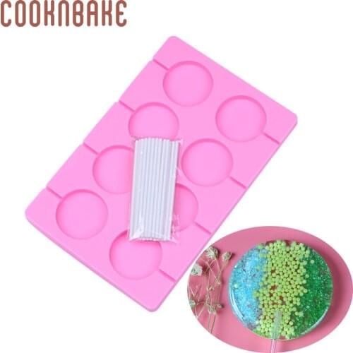 COOKNBAKE Silicone Mold for Lollipop Round Chocolate candy Lollipop Fondant Mold sugar lolly form cake biscuit bake tool 8 hole