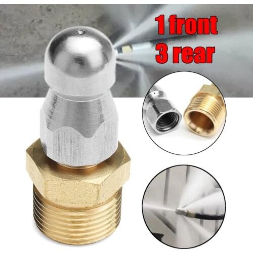 1 Front 3 Rear High Pressure Drain Cleaning Nozzles Pipe Dredge Head Equipment
